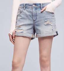 Anthropologie Hyphen Distressed Denim Roll Up Bermuda Shorts Light Wash