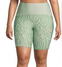 Xersion Quick Dry Plus Bike Short Size 1X New Green Zebra