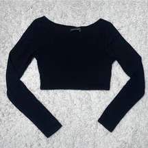 NWOT  Black Long Sleeve Crop Top Size S