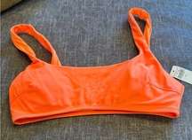 NWT  Neon Orange Sporty Classic Cut Scoop Back Bikini Top M Rave Festival