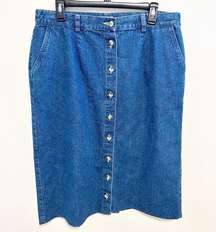 Cabin Creek y2k 90s Midi Button Front Denim Jean Skirt