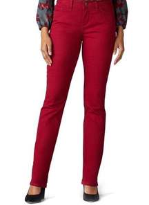 NWT Lee Secretly Shapes Straight Leg Embellished Jeans Rouge Red 12 Petite