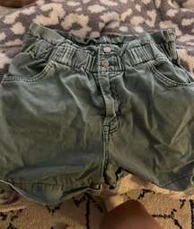 bridge green high waisted denim shorts