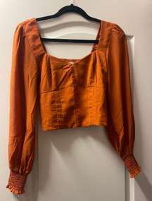 Abercrombie Burnt Orange Long Sleeve Crop Top