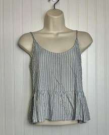 Hollister Striped Peplum Sleeveless Top Strappy Back