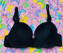 WOMENS  BLACK LACE PADDED BRA SIZE 36B