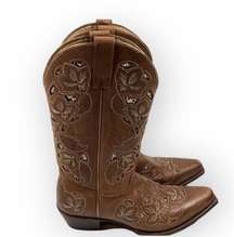 Shyanne Cassia Sugar Mate Glitter Inlay Western brown Boot Snip Toe Size 10