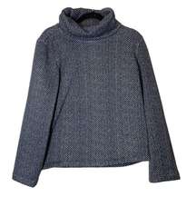 For The Republic Turtle Neck Sweatshirt Herringbone Navy Blue XS