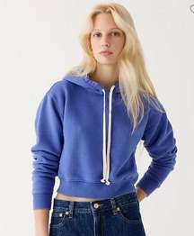 J. Crew Heritage Fleece Cropped Hoodie Sweatshirt Blue BW072 New