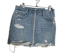 Lovers + Friends Zip Front Distressed Denim Skirt 26