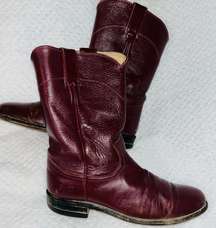 Vintage JUSTIN Boots Dark Red Leather sz 7.5