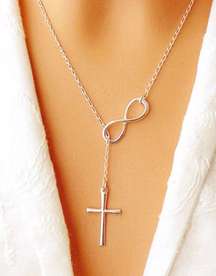 Boutique Fashionable Simple  Cross Pendant Silver color Necklace