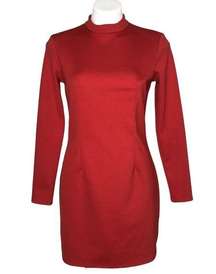 Nicki Minaj x H&M Red Long Sleeve Mock Neck Dress Women's Size Medium