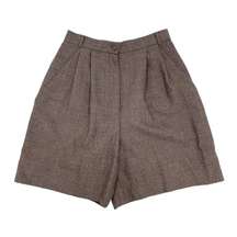 Vintage Doncaster High Waisted Pleated Wool Herringbone Shorts Women's Size 6