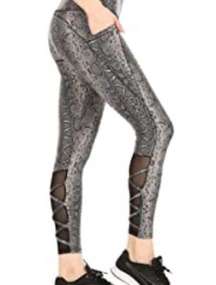 Shosho Gray Snake Print Butt Sculpting Tummy Control Four-Way Stretch Leggings