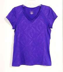 Tek Gear Purple Patterned V Neck Athletic T-shirt