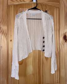 Ivory Open Knit Distressed Cardigan