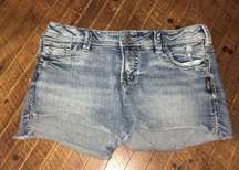 Silver cutoff denim western shortie shorts