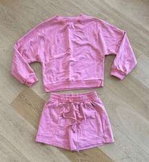 Sweatshirt and Shorts Matching Set in Pink