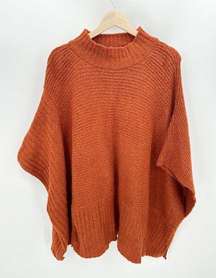 Universal Thread Sweater Women ONE SIZE OSFM Burnt Orange Knit Poncho Pullover