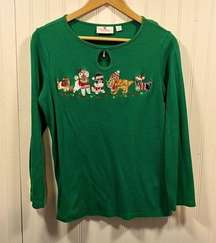 Quacker Factory Christmas dog long sleeve shirt