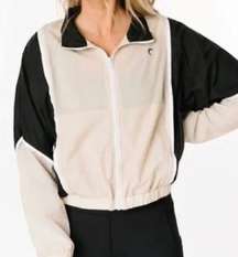 Zyia Active Women’s Black and Tan Block Zipper Windbreaker Jacket Size XL