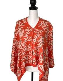 Top It Off Shawl Poncho Button Down Coral Reef Knit One Size