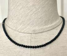 Dainty silver black onyx beaded necklace
