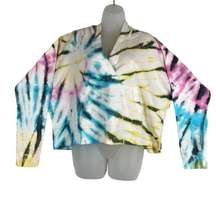 Hoodie Cropped Multi -Colored Pastel Tie Dye Size Medium NWT