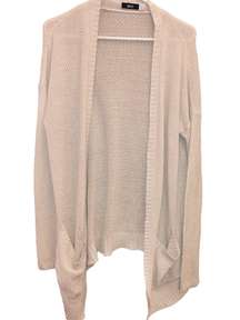 Open Front Patch Pocket Cardign Tan Cream Large