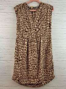 Pilcro Leopard Print Sleeveless Pocket V Neck Dress Size XS