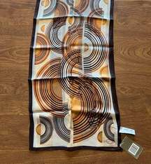 Oscar De La Renta Vintage Silk Scarf Geometric Half Circles Lines Oblong NWT