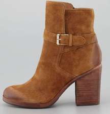 Sam Edelman Perry‎ Distressed Suede Ankle Boots Womens Size 6 whiskey brown Tan