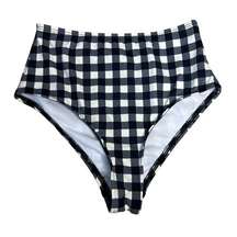 NWOT Dippin' Daisy's Black and Cream Gingham High Rise Bikini Swim Bottoms Small