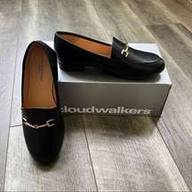 Cloudwalkers Aubrey Loafer New in Box Size 7 W Black Gold Metal Accent Flats