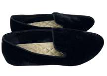 Birdies Starling Flat Loafer In Black Velvet Slip On Shoes sz 8.5