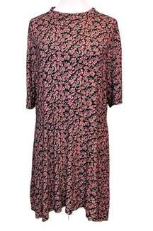 BOOHOO Plus Size Floral Cottagecore High Neck Flowy Jersey Knit Shift Dress