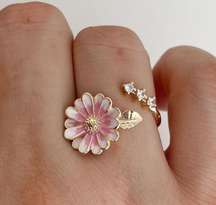 Flower Ring Open Adjustable Gold Plated