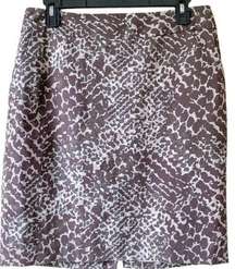 NWOT LOFT Brown Reptile Snakeskin Print Silk Blend Pencil Skirt Pockets Size 6