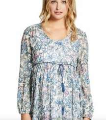 Jessica Simpson Maternity Floral Polyester Long Sleeve Babydoll Top Blouse Sz S