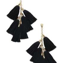 NWT Ettika 18k Gold Plated Black Tassel Earrings
