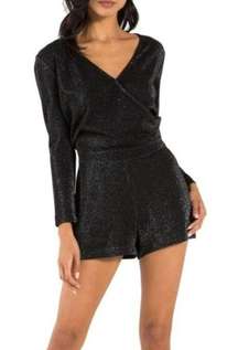 NWT n:Philanthropy Fire Sparkle Long-Sleeve Romper in Black