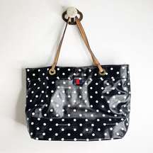 Tommy Hilfiger Black & White Pola Dot Coated Canvas Tote Bag