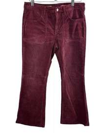 PILCRO Anthropologie Icon Flare Corduroy Pants Women's 30 Burgundy Y2K