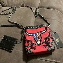 Fuchsia 'Longhorn' Western Crossbody Purse