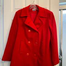 Trader Bay Vintage Red Wool Pea Coat sz 8