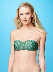 Green Geo Perforated Bandeau Top