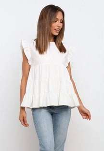 Petal & Pup White Ruffle Maureen Top 2