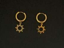 18K Gold Plated Sun Dangle Drop Earrings for Women