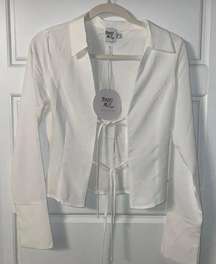 long sleeve front tie top- Size 2